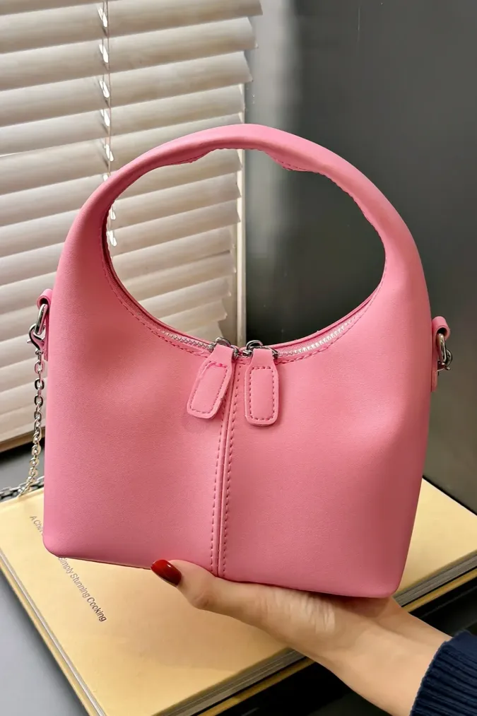 Light Pink Solid Satchel Bag - Image 1