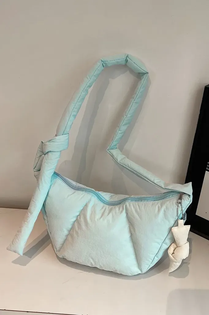 Light Blue Solid Satchel Bag - Image 1