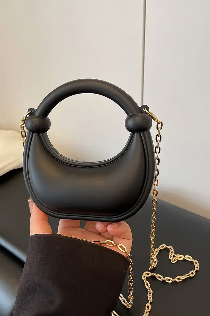 Black Solid Satchel Bag - Image 1