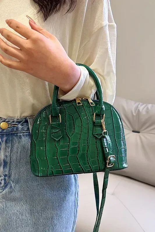 Green Textured Pu Handbag - Image 1