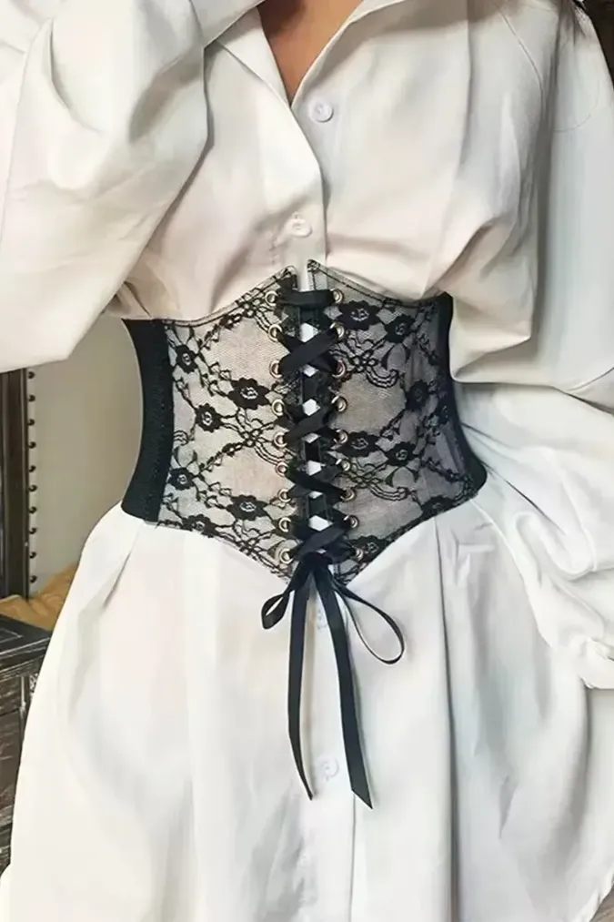 Black Lace Corset Belt - Image 1