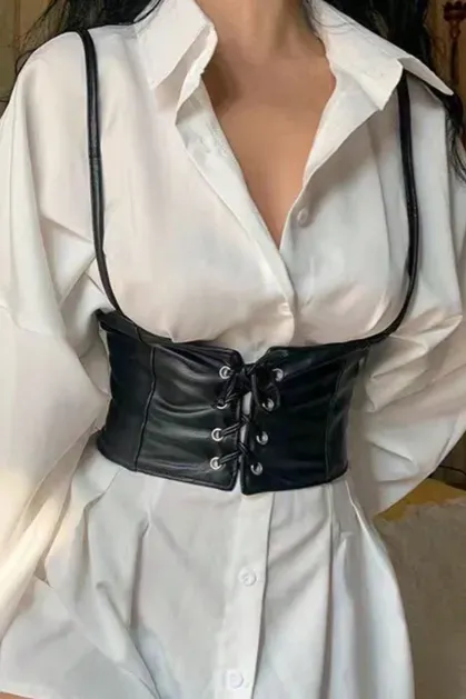 Black Pu Corset Belt - Image 1