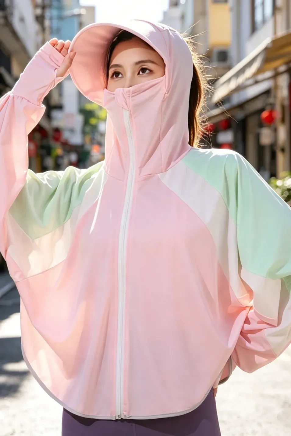 Light Pink Uv-Protection Zipper Jacket