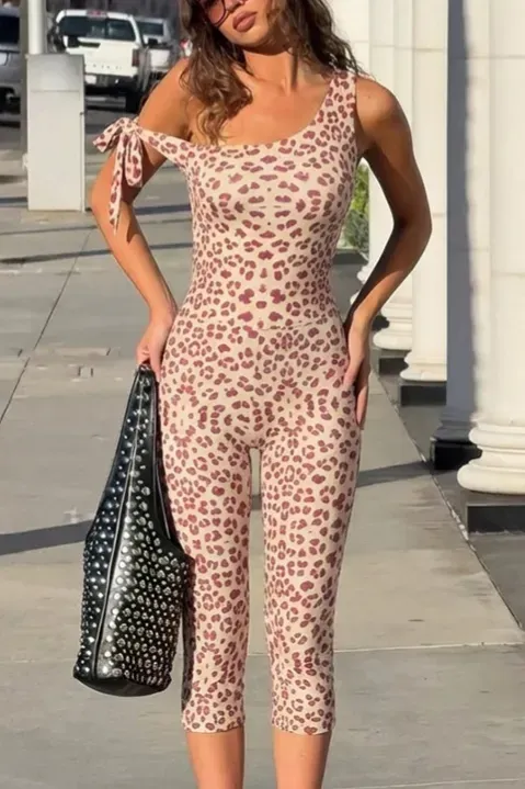 Pink Leopard One-Shoulder Jumpsuit - Image 1