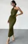 Olive Mermaid Halter Midi Dress