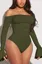Olive Ruched Off-Shoulder Bodysuit