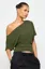 Olive One-Shoulder Crop T-Shirt