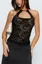 Black Lace Halter Cut Out Top