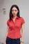 Red Cinched Waist Cotton Shirt
