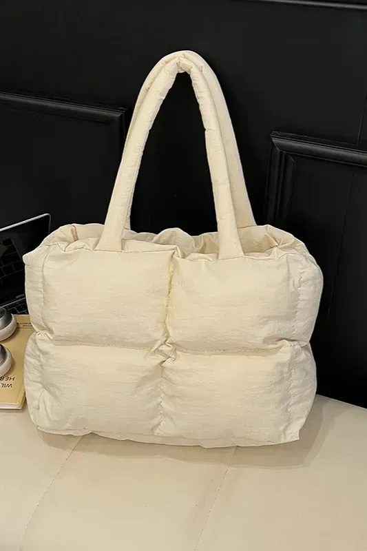 White Solid Padded Tote Bag - Image 1