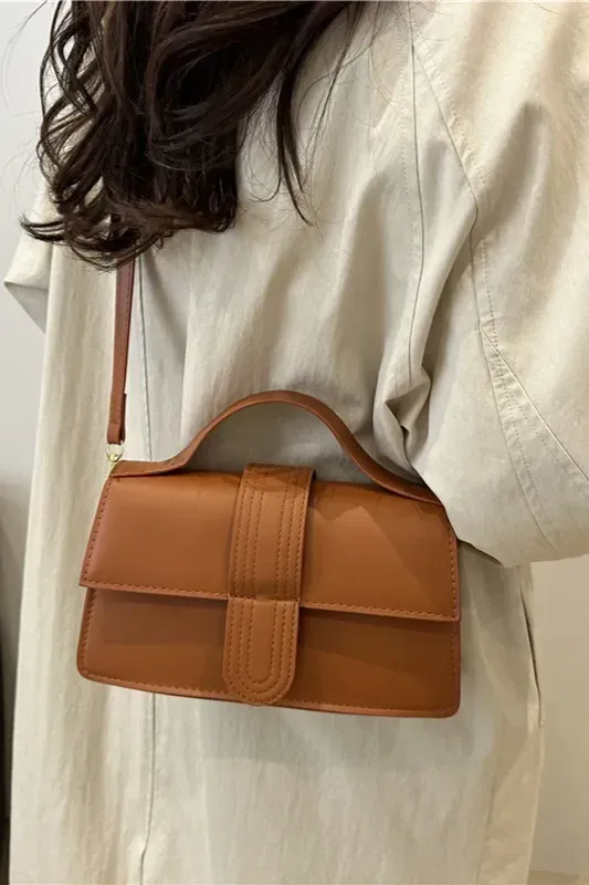 Brown Solid Pu Sling Bag - Image 1