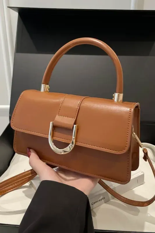 Brown Solid Satchel Bag - Image 1