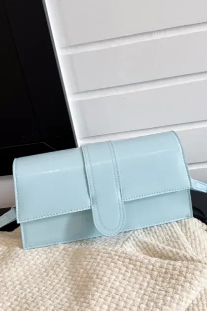 Light Blue Flap Pu Sling Bag - Image 1