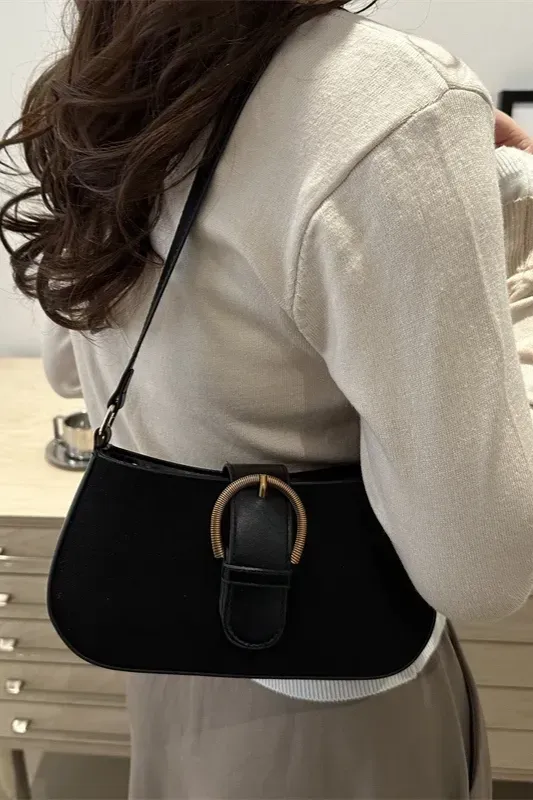 Black Solid Shoulder Bag - Image 1