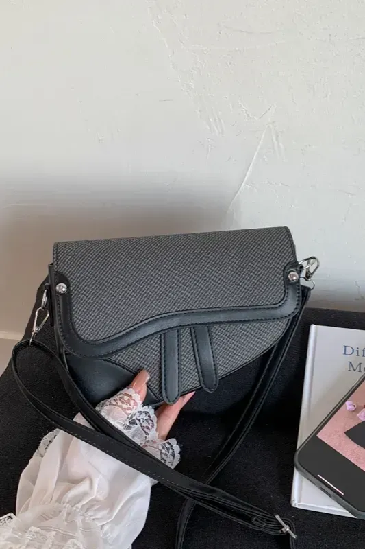 Black Flap Pu Satchel Bag - Image 1