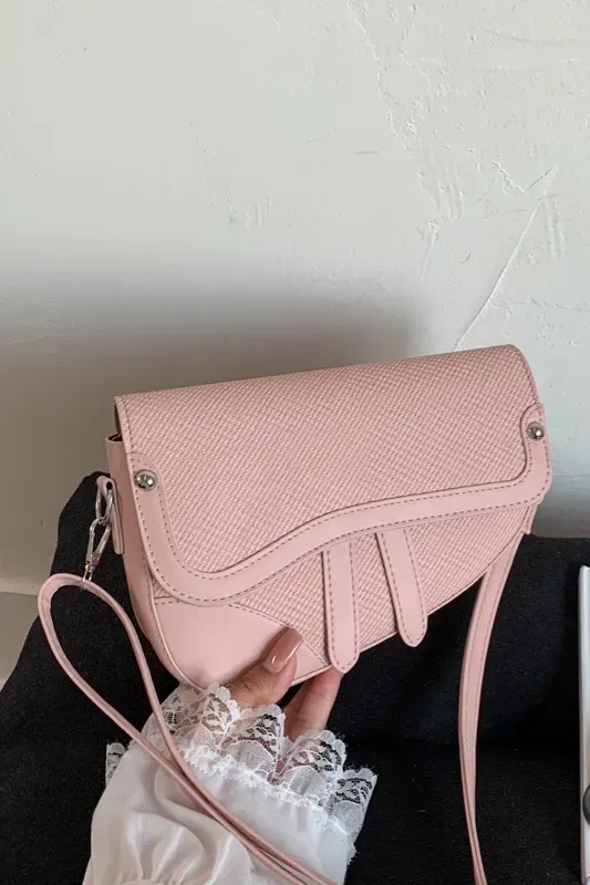 Light Pink Flap Pu Satchel Bag - Image 1