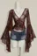 Brown Floral V-Neck Ruffled Top