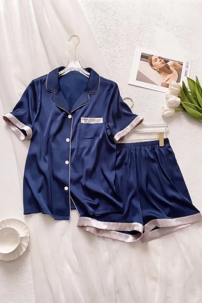 Dark Blue Lapel-Collar Co-Ords Set - Image 1