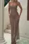 Light Brown Sequin Halter Maxi Dress