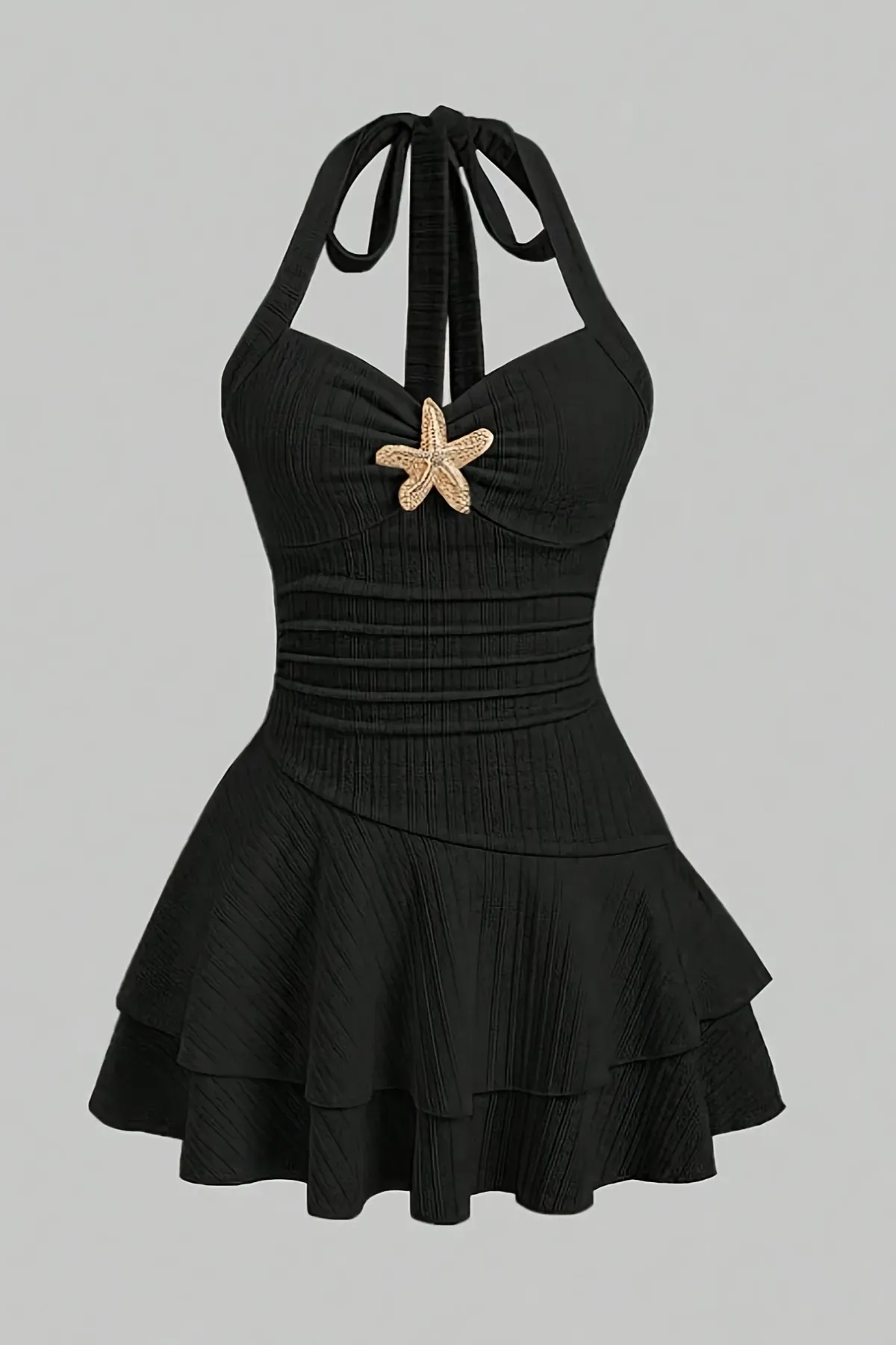 Black Halter Neck Mini Dress