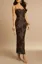 Dark Brown Floral Embroidered Maxi Dress
