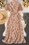Beige Floral Wrap Maxi Dress