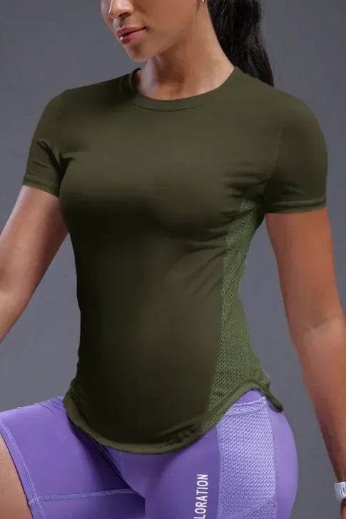 Dark Green Solid Crew Neck T-Shirt - Image 1