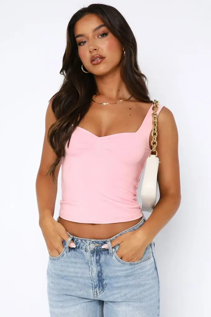 Light Pink Solid Ruched Top - Image 1