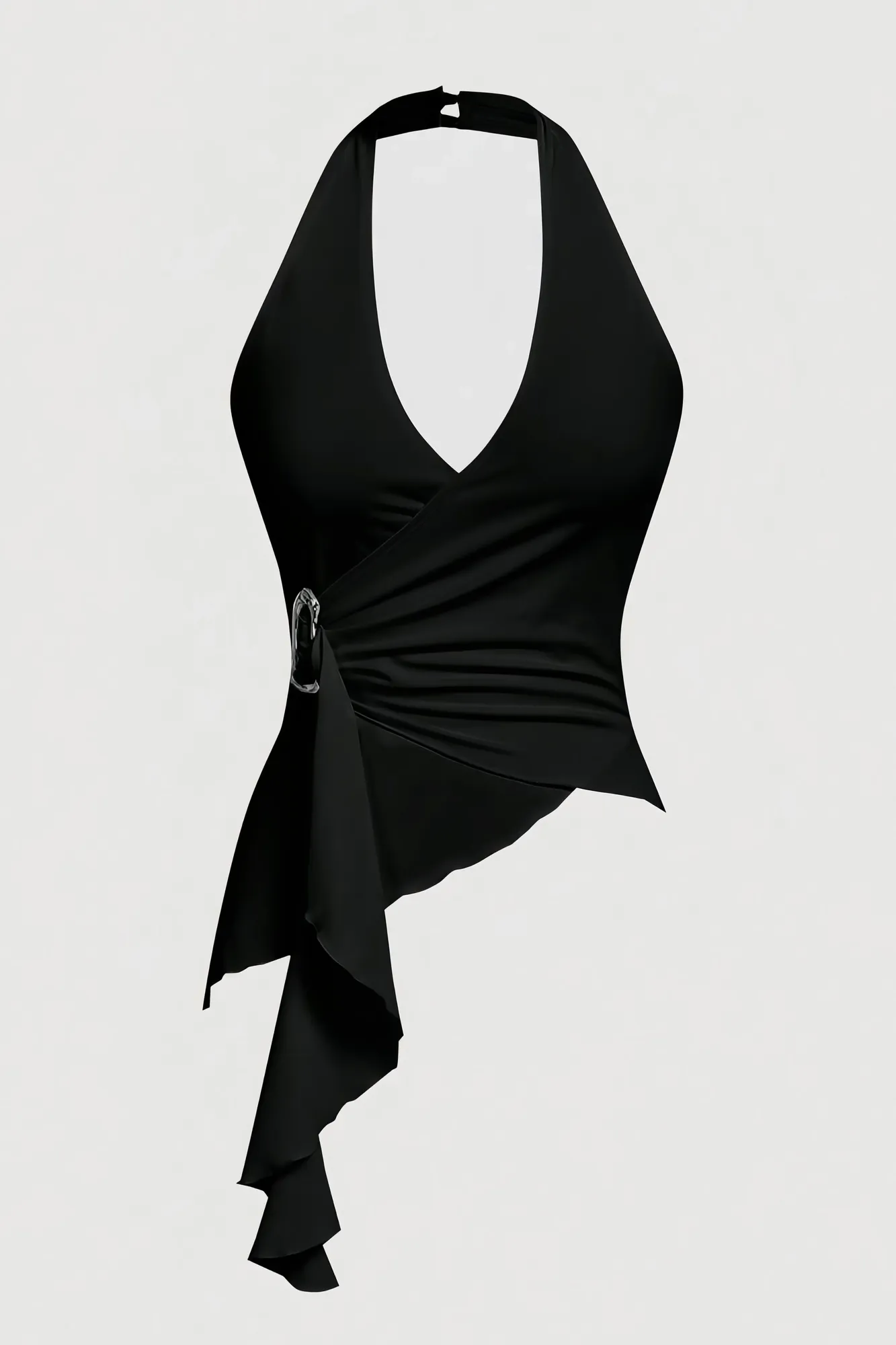Black Asymmetric Halter Top