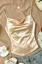 Beige Embellished Pearl Cowl Neck Top
