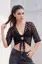 Black Sheer Polka Dot Wrap Top