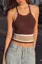 Brown Colorblocked Crop Top