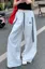 White Mid Rise Striped Pants