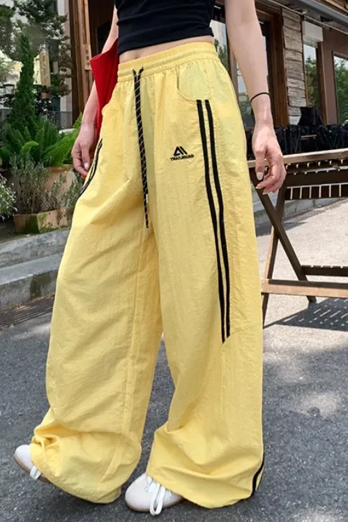 Yellow Striped Mid Rise Trousers - Image 1
