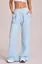 Light Blue Solid Mid-Rise Pants