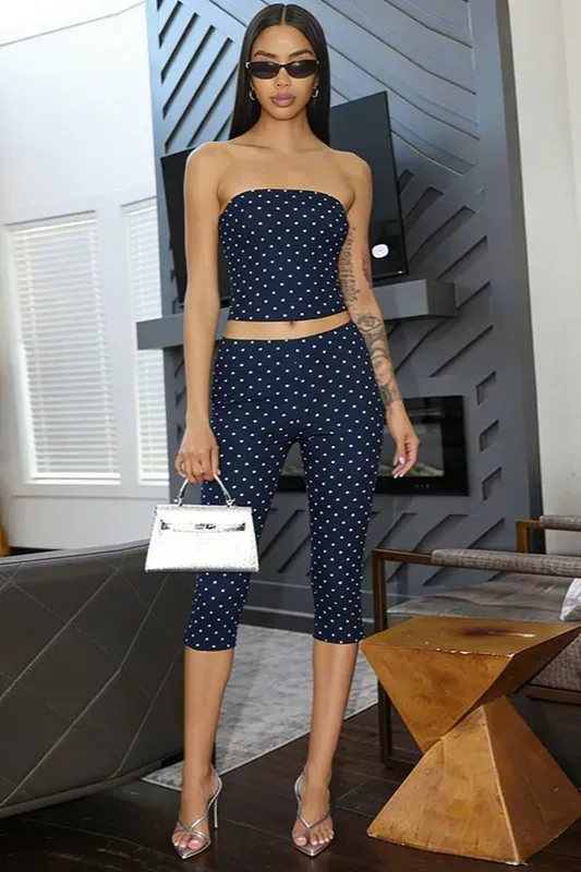 Dark Blue Polka Dot Co-Ords Set - Image 1