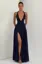 Navy Halter Maxi Slit Dress