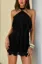Black Ruffled Halter Mini Dress