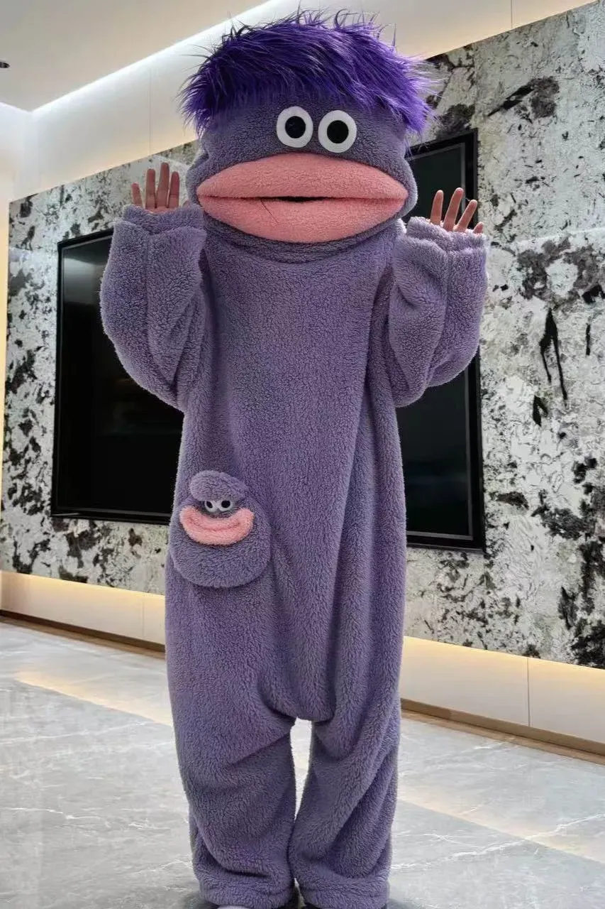 Purple Quirky Hooded Jumpsuit