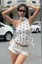 White Polka Dot One-Shoulder Top