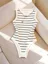 White Striped Crew Neck Bodysuit