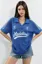 Blue Striped Typography T-Shirt