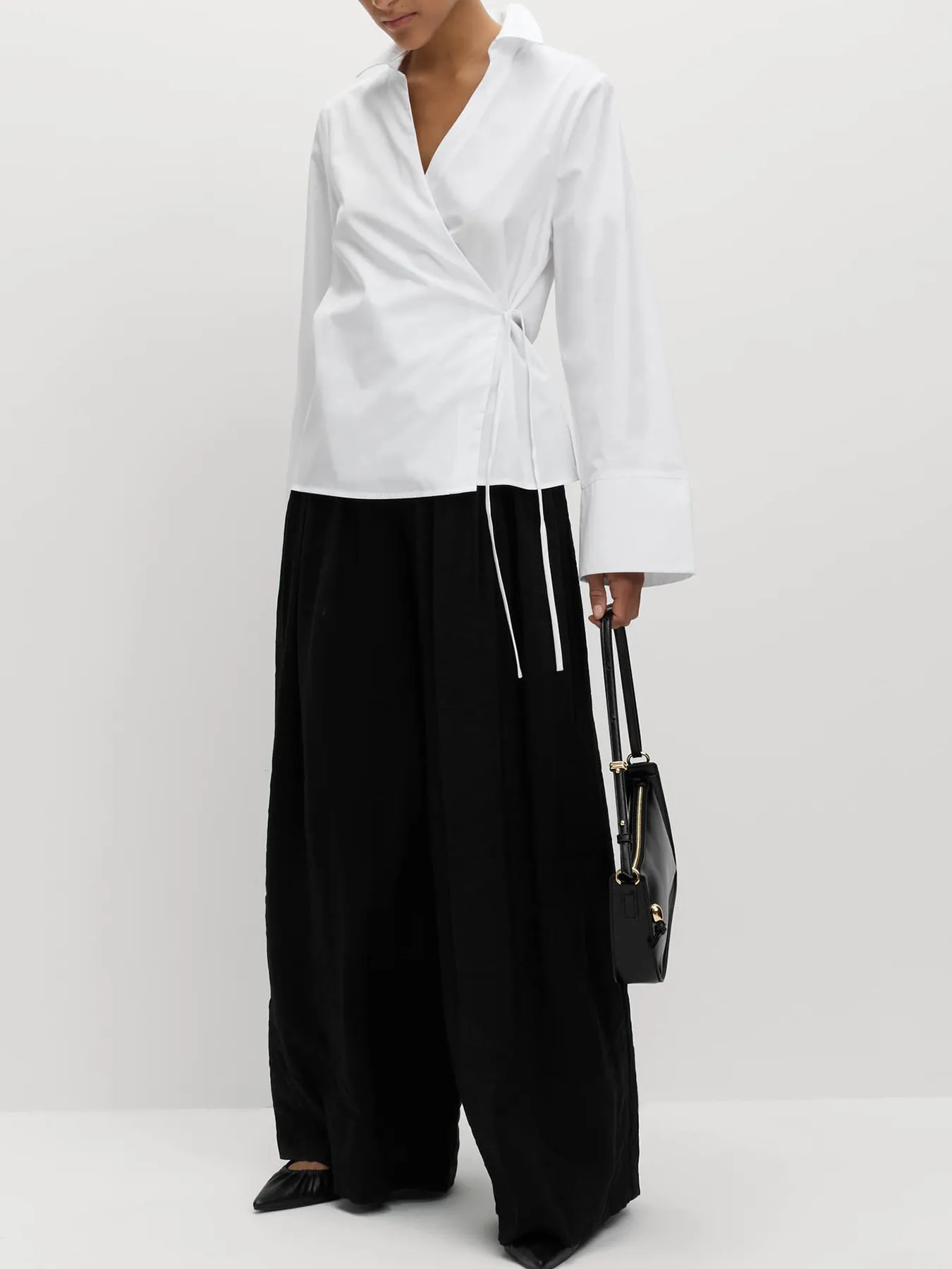 White Solid Wrap Shirt