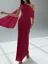 Red Solid Draped Maxi Dress