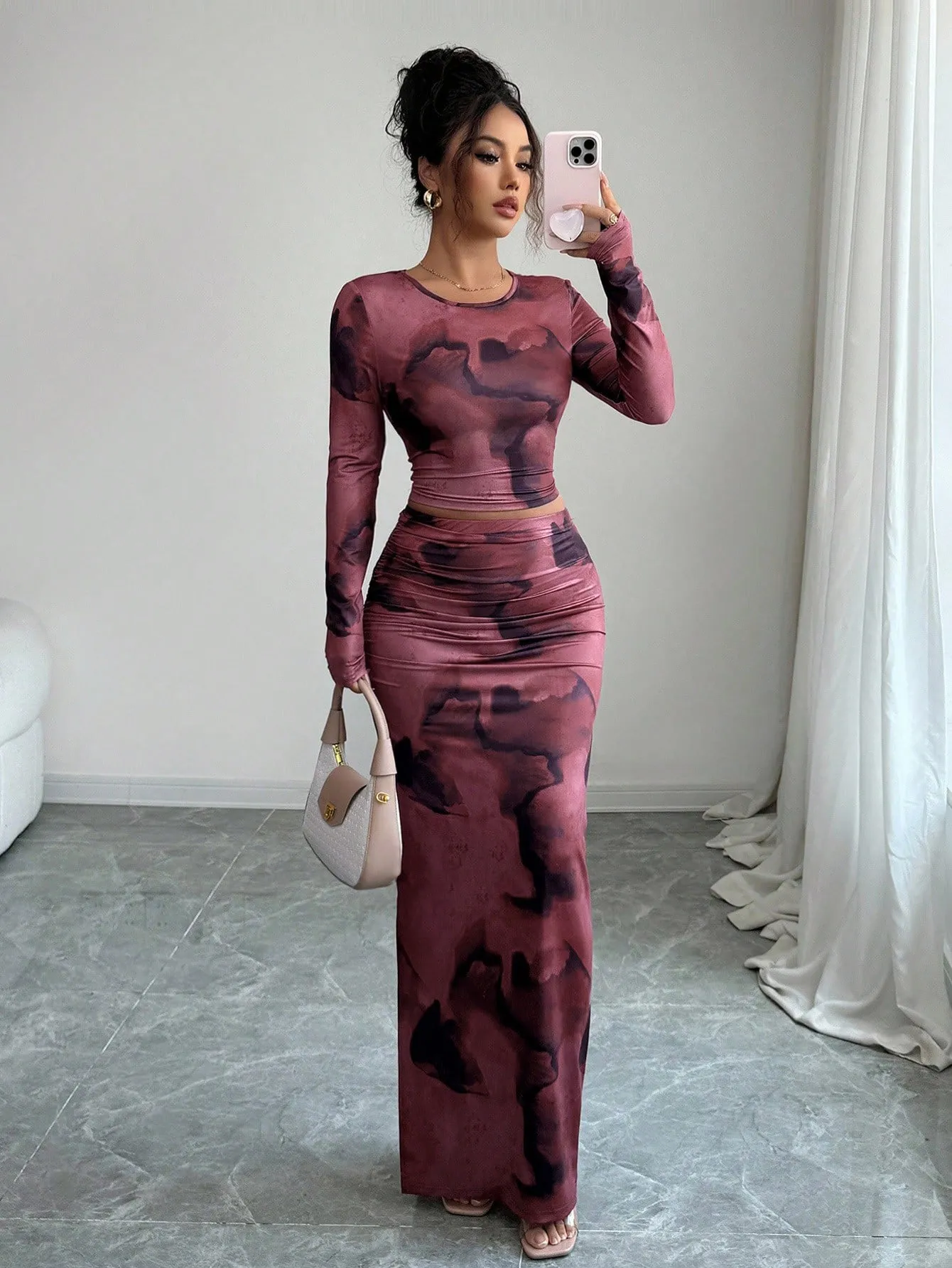 Wine Abstract Printed Co-Ord Set