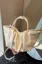 Cream Pleated Pu Drawstring Bag
