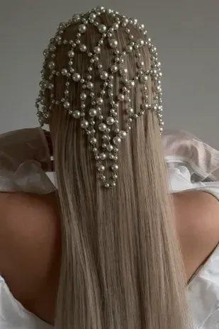 White Pearl Head-Chain - Image 1
