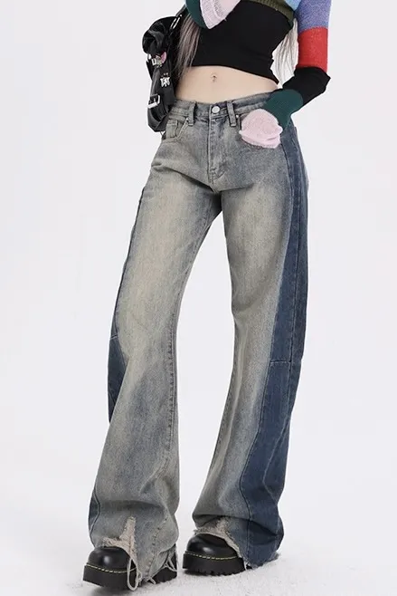 Blue Mid Rise Monochrome Jeans - Image 1
