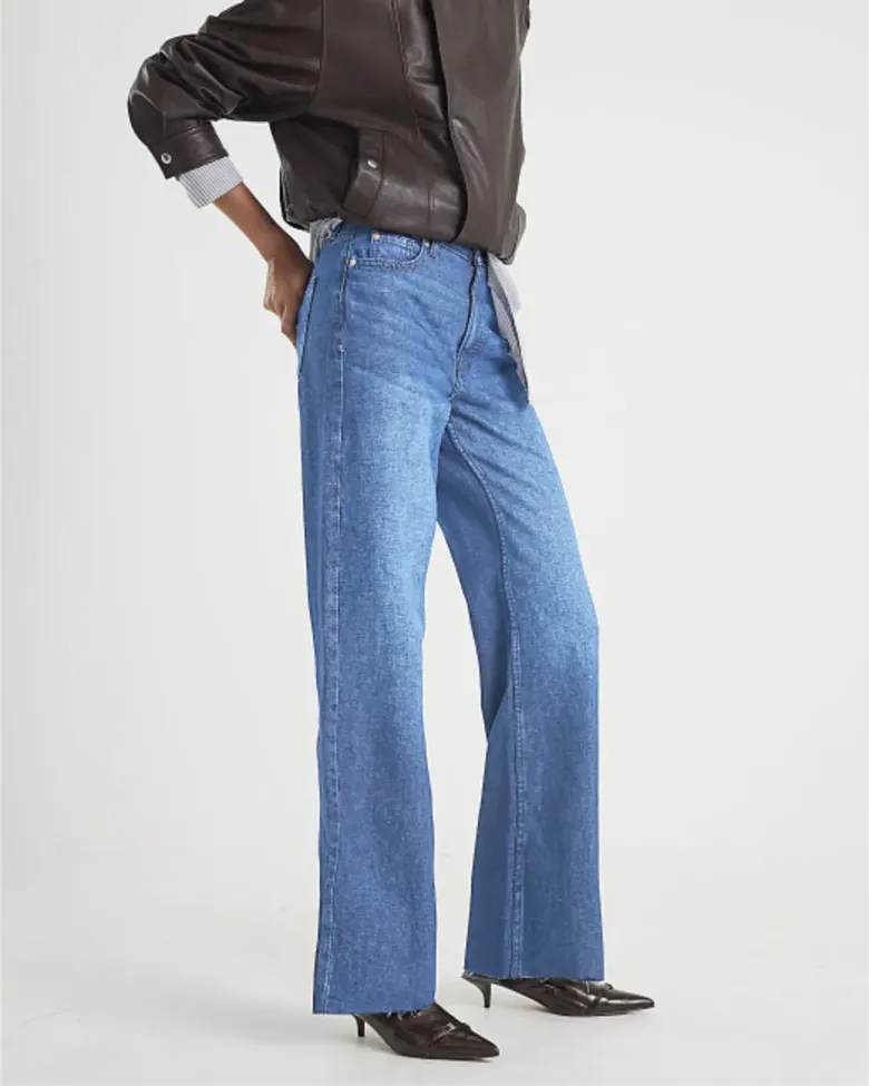 Blue Mid Rise Straight Fit Jeans - Image 1