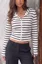 White Striped V-Neck Top